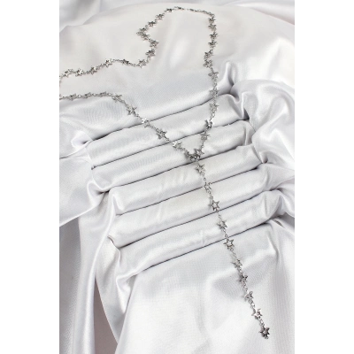 ÇOK SATAN Pirinç Gümüş Renk Yıldızlı Kadın Y Kolye