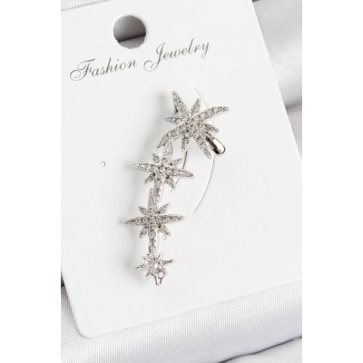 ÇOK SATAN Pirinç Kutup Yıldızı Model Gümüş Renk Sağ Kıkırdak Küpe