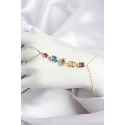 ÇOK SATAN Pirinç Renkli Zirkon Taşlı Model Gold Renk Şahmeran