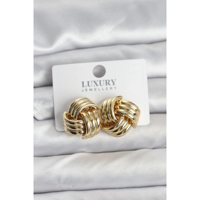 Pirinç Sarmal Gold Renk Kadın Küpe