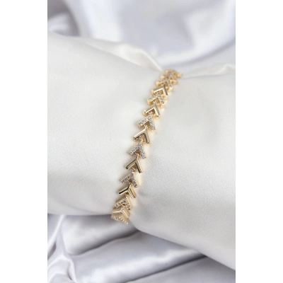 ÇOK SATAN Pirinç VIP Seri Gold Zirkon Taşlı Balık Sırtı Model Kadın Bileklik