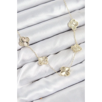 ÇOK SATAN Pirinç VIP Yonca Model Gold Renk Kadın Kolye