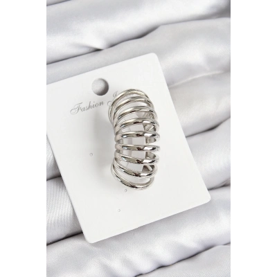 ÇOK SATAN Pirinç Yay Model Gümüş Renk Sağ Kıkırdak Küpe