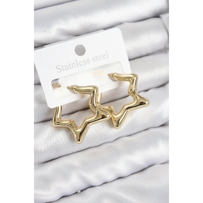 ÇOK SATAN Pirinç Yıldız Model Gold Renk Kadın Küpe