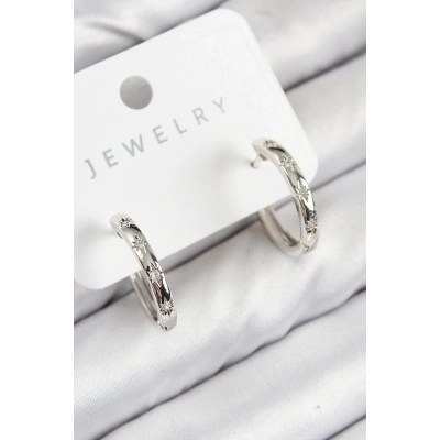 ÇOK SATAN Pirinç Zirkon Taşlı Halka Model Gümüş Renk Kadın Küpe