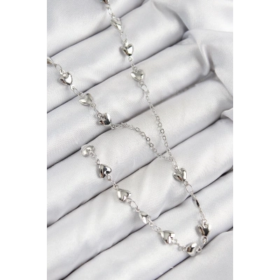 ÇOK SATAN Pirinç Zirkon Taşlı Kalp Model Gümüş Renk Y Kolye