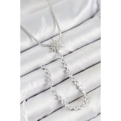 ÇOK SATAN Pirinç Zirkon Taşlı Kutup Yıldızı Model Gold Renk Y Kolye