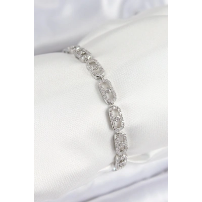 ÇOK SATAN Pirinç Zirkon Taşlı Messika Model Gümüş Renk VIP Seri Kadın Bileklik