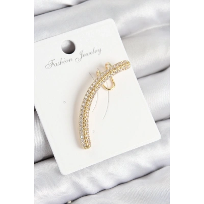 ÇOK SATAN Pirinç Zirkon Taşlı Model Gold Renk Sağ Kıkırdak Küpe