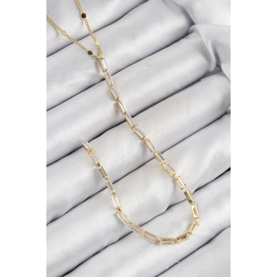 ÇOK SATAN Pirinç Zirkon Taşlı Model Gold Renk Y Kolye