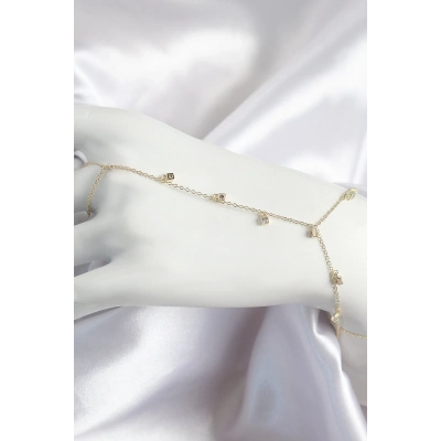 ÇOK SATAN Pirinç Zirkon Taşlı Sallantılı Model Gold Renk Kadın Şahmeran