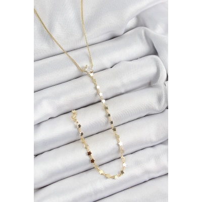 ÇOK SATAN Pirinç Zirkon Taşlı Yıldız Figürlü Y Model Gold Renk Kadın Kolye