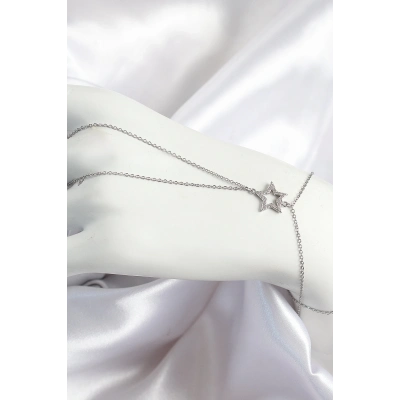 ÇOK SATAN Pirinç Zirkon Taşlı Yıldız Model Gümüş Renk Kadın Şahmeran