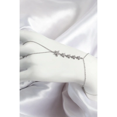 ÇOK SATAN Pirinç Zirkon Taşlı Yıldız Model Gümüş Renk Kadın Şahmeran