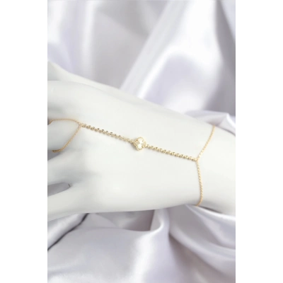 ÇOK SATAN Pirinç Zirkon Taşlı Yonca Model Gold Renk Şahmeran