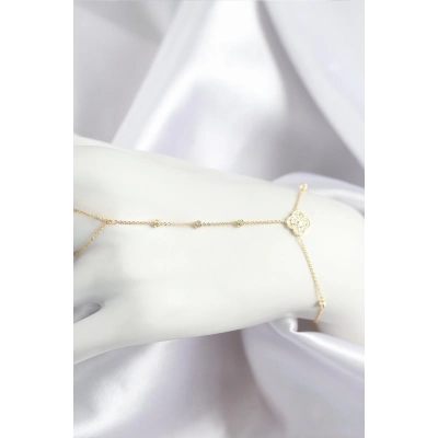 ÇOK SATAN Pirinç Zirkon Taşlı Yonca Model Gold Renk Şahmeran