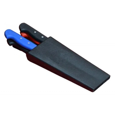 ÇOK SATAN Plastik Bıçak Kütüklüğü 4 lü - Kırmızı, Plastik, Kemerlikli Bıçak Çanta