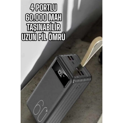 ÇOK SATAN Powerbank 60.000 MAH Dijital Göstergeli 4 Portlu Taşınabilir