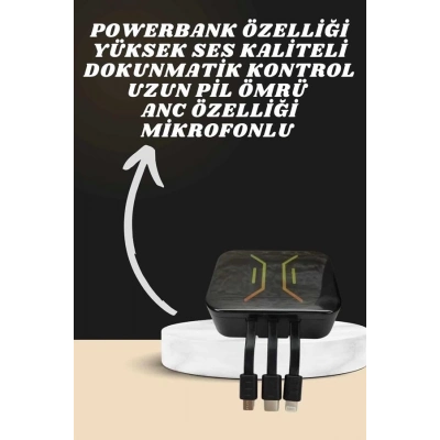 ÇOK SATAN Powerbank Kulaklık ve 7 Kordonlu Akıllı Saat Çoklu Şarj Girişi Bluetooth Bağlantılı