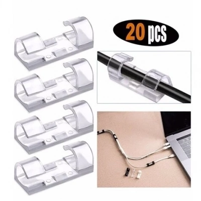 ÇOK SATAN Pratik 20li Yapışkanlı Kablo Sabitleyici Şeffaf Klips