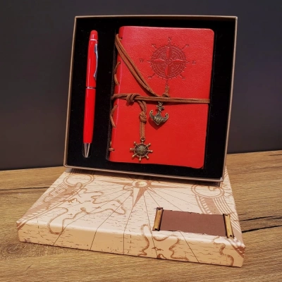 ÇOK SATAN Pusula Tasarım Deri Defter Ve Dokunmatik Kalem