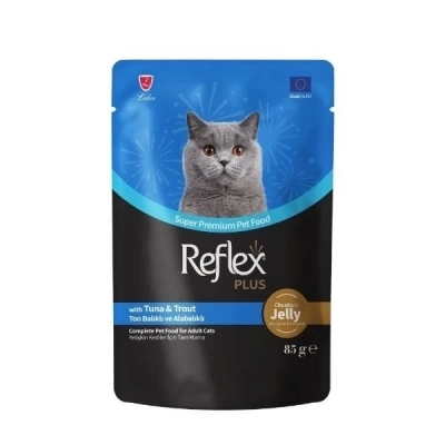 ÇOK SATAN Reflex Plus Jöle İçinde Ton Balıklı ve Alabalıklı Pouch Yetişkin Konserve Kedi Maması 85 Gr