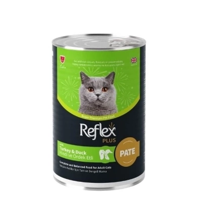 ÇOK SATAN Reflex Plus Pate İçinde Hindi ve Ördek Etli Yetişkin Konserve Kedi Maması 395 Gr