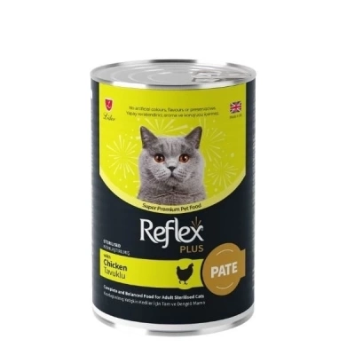 ÇOK SATAN Reflex Plus Pate İçinde Tavuklu Kısırlaştırılmış Konserve Kedi Maması 395 Gr