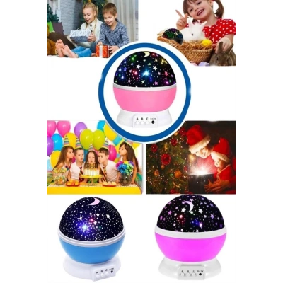 ÇOK SATAN Renkli Yıldızlı Gökyüzü Projeksiyon Gece Lambası Pilli ve USB Kablolu
