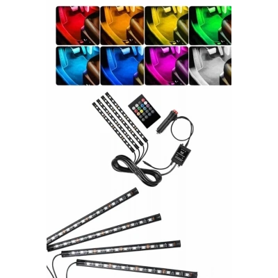 ÇOK SATAN RGB Işıklı Araç İçi Aydınlatma Kumandalı 12li Led Işık Renk Değiştirebilen