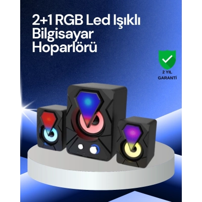 ÇOK SATAN RGB LED Işıklı 2.1 USB Oyun Hoparlörü Derin Bas ve Net Ses