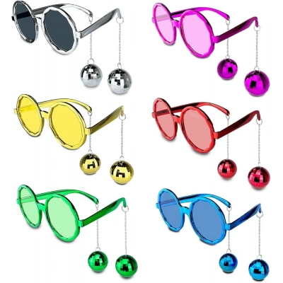 ÇOK SATAN Sallanan Disko Top Küpeli Gözlük Retro Hawaii 5 Renk 6 Adet