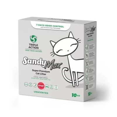 ÇOK SATAN Sandy Max Triple Action Tozsuz Topaklanan Bentonit Doğal Kedi Kumu 10 Kg