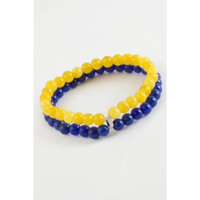 ÇOK SATAN Sarı Lacivert Doğaltaş Bileklik 6 mm