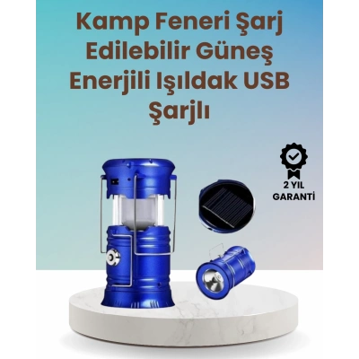 ÇOK SATAN Şarj Edilebilir Güneş Enerjili Kızaklı Kamp Feneri – USB Çıkışlı, Katlanabilir, Dayanıklı ve Çok Fonksiyonlu