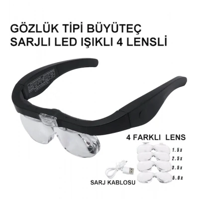 ÇOK SATAN Şarjlı Gözlük Büyüteç  4 Farklı Lens 11537dc