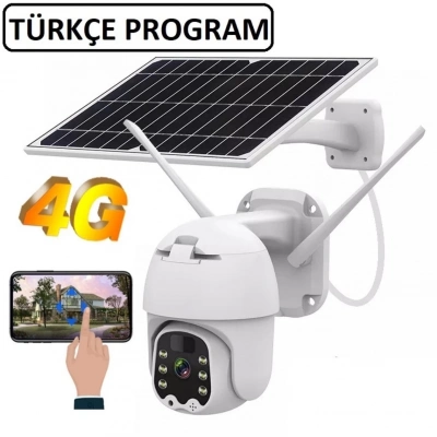 ÇOK SATAN Sim Kartlı 4g Ptz 360 Hareketli Solar Güneş Enerjili 1080p Kamera Türkçe Program Son Sürüm