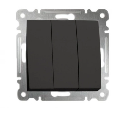 ÇOK SATAN Siyah Üçlü Anahtar Parlak Çerçevesiz - Priz ve Anahtar İçin Uyumlu Çerçeve