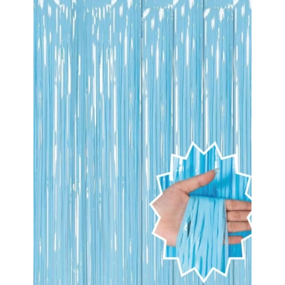 ÇOK SATAN Soft Mavi Püsküllü Kapı Perdesi - Parti, Baby Shower, Sünnet Süsü, Cinsiyet Partisi 1x2 M