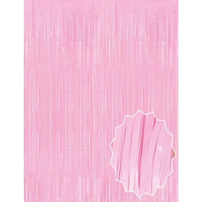 ÇOK SATAN Soft Pembe Püsküllü Kapı Perdesi - Parti, Baby Shower, Cinsiyet Partisi 1x2 m