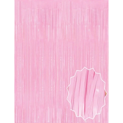 ÇOK SATAN Soft Pembe Püsküllü Kapı Perdesi - Parti, Baby Shower, Cinsiyet Partisi 1x2 M