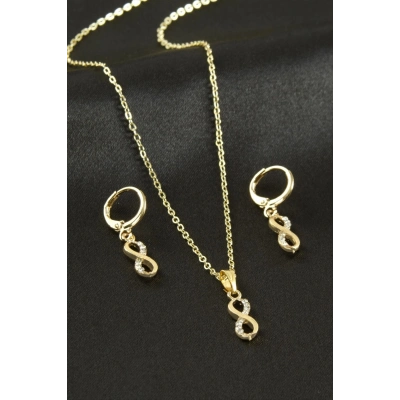 ÇOK SATAN Sonsuzluk Taşlı Set Kolye