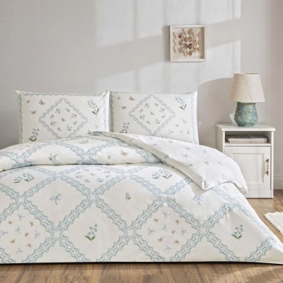 ÇOK SATAN Taç Çift Kişilik Ranforce Nevresim Takımı Elyon Mavi