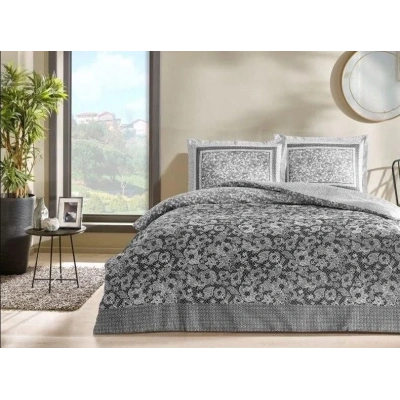 ÇOK SATAN Taç Çift Kişilik Saten Nevresim Takımı Amelia Antrasit