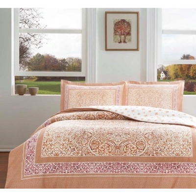 ÇOK SATAN Taç Çift Kişilik Saten Nevresim Takımı Hamlet Kiremit