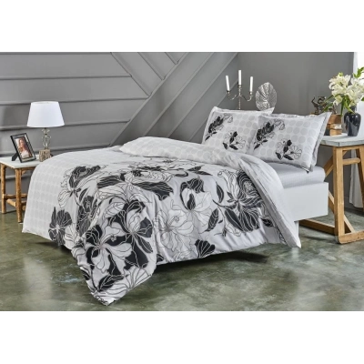 ÇOK SATAN Taç Çift Kişilik Saten Nevresim Takımı Sharon Gri