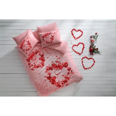 ÇOK SATAN Taç Glow Parlayan Çift Kişilik Nevresim Takımı Roses Pembe