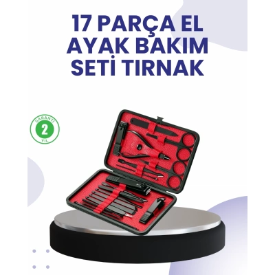 ÇOK SATAN Taşınabilir Deri Kutulu 17 Parça Manikür Seti