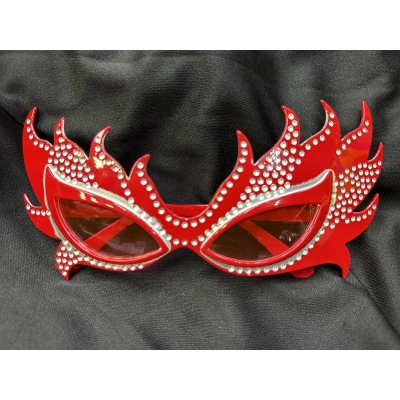 ÇOK SATAN Taşlı Göz Kamaştıran Gecenin Yıldızı Kırmızı Parti Alev Gözlük