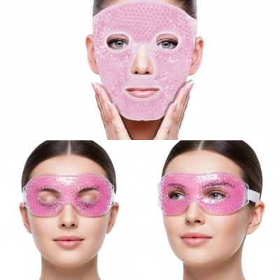 ÇOK SATAN Terapi Jel Boncuklu Yüz Ve Göz Maskesi Seti Pembe Sıcak Ve Soğuk Kullanım
